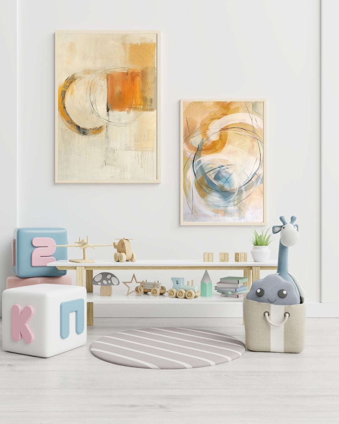 Soft Expressionism digital art prints + warm neutral abstract artwork